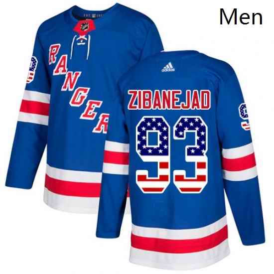 Mens Adidas New York Rangers 93 Mika Zibanejad Authentic Royal Blue USA Flag Fashion NHL Jersey